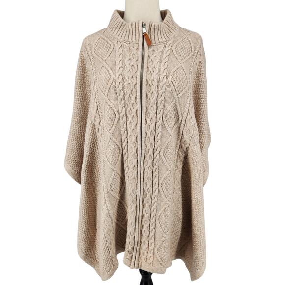 Cupcakes and Cashmere Poncho – Cable Knit with Zipper Front High Collar M / L - Picture 2 of 8